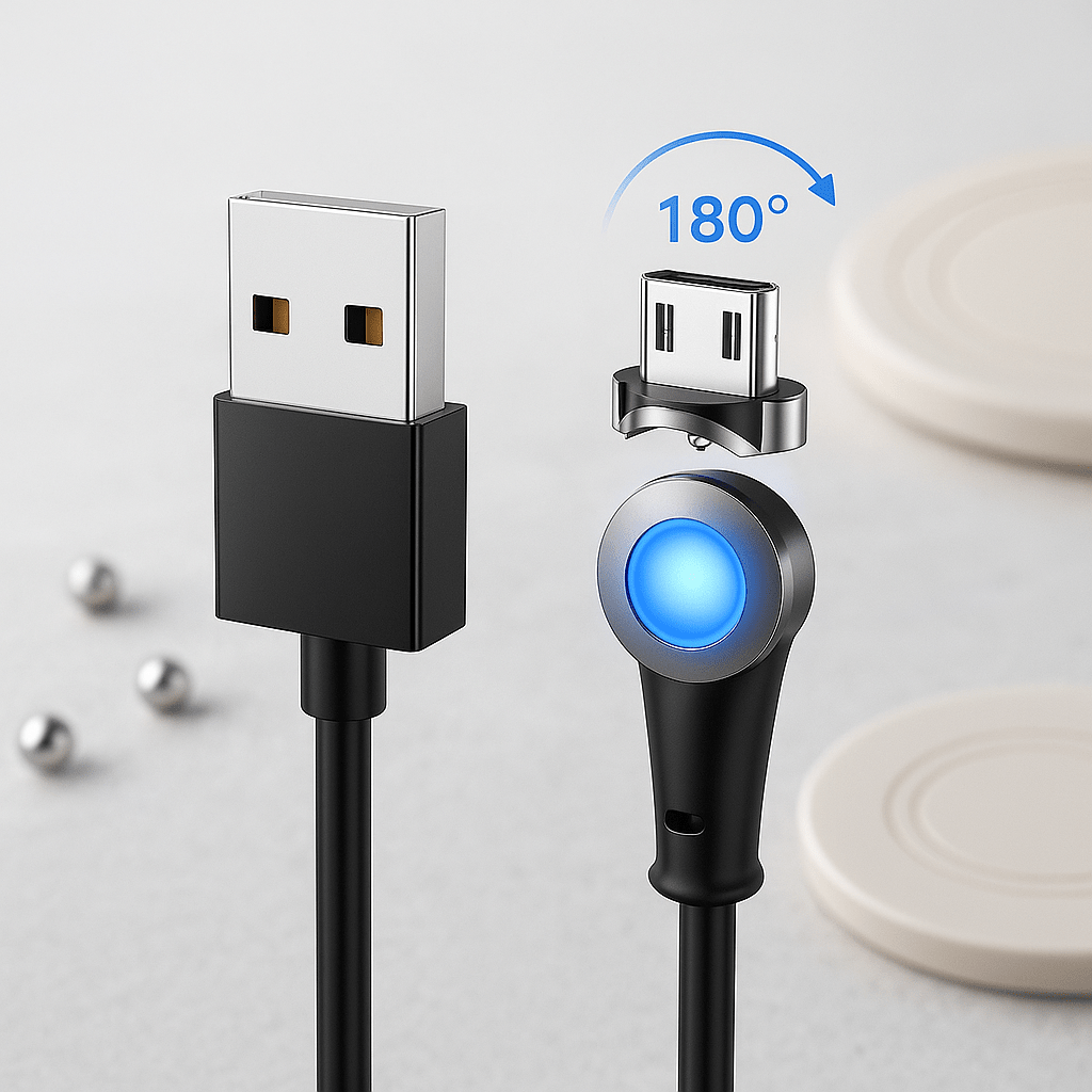 Magnetic USB Charging Cable 180° Rotate - Lui And Me