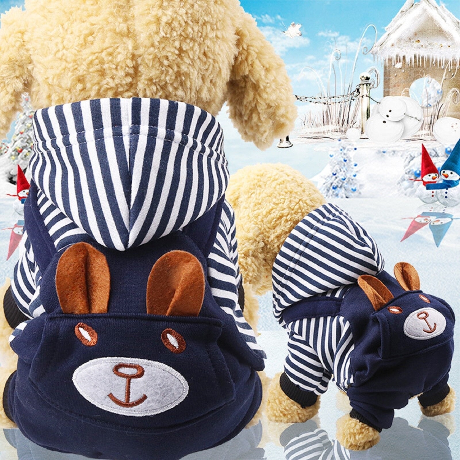 Striped Dog Hoodie Winter Outfit - Lui And Me